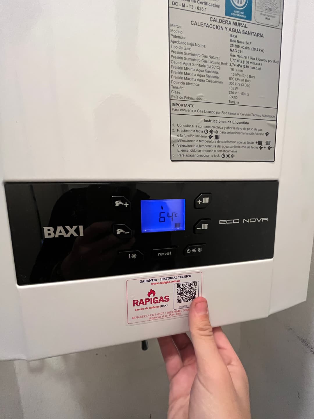 Panel de control digital de caldera BAXI Eco Nova